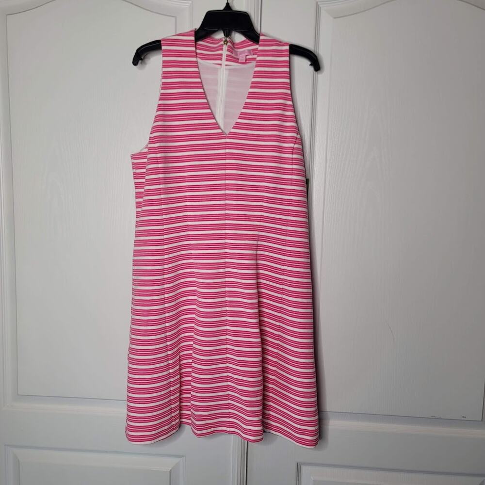 Lilly Pulitzer Brian Dress Capri Pink Ottoman Stripe Womens Size XL NEW
